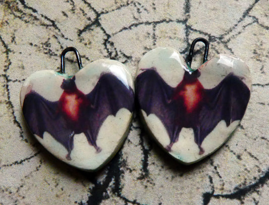 Ceramic Bat Decal Earring Charms -#2