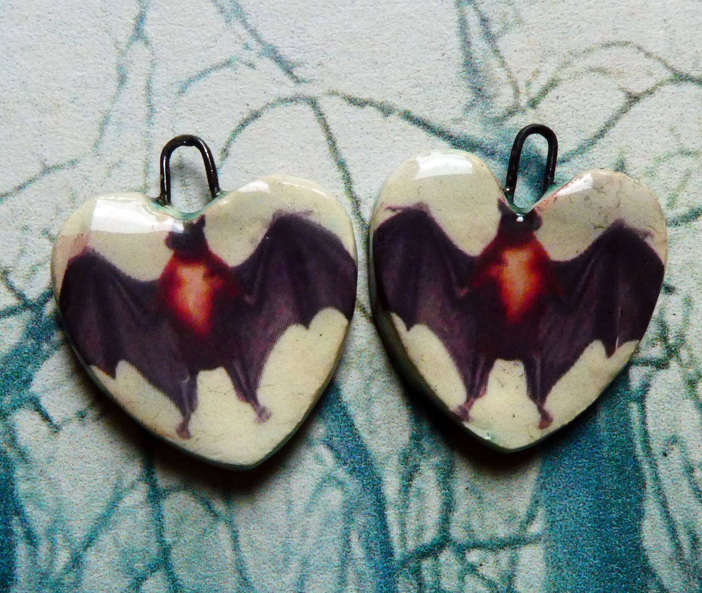 Ceramic Bat Decal Earring Charms -#2