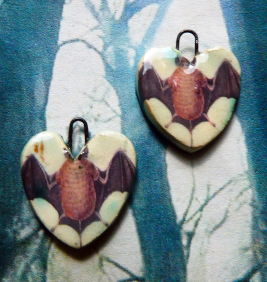 Ceramic Bat Decal Earring Charms -#6
