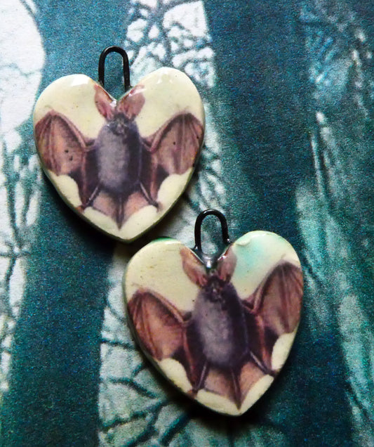Ceramic Bat Decal Earring Charms -#7