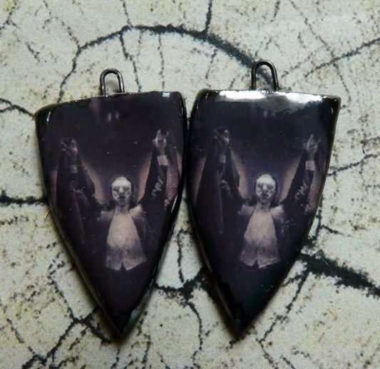 Ceramic Spooky Decal Spear Earring Charms -Dracula #1