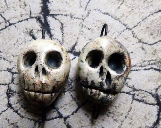 Ceramic Skull Earring Connectors - Matte