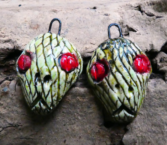 Ceramic Reptile Men Head Earring Charms