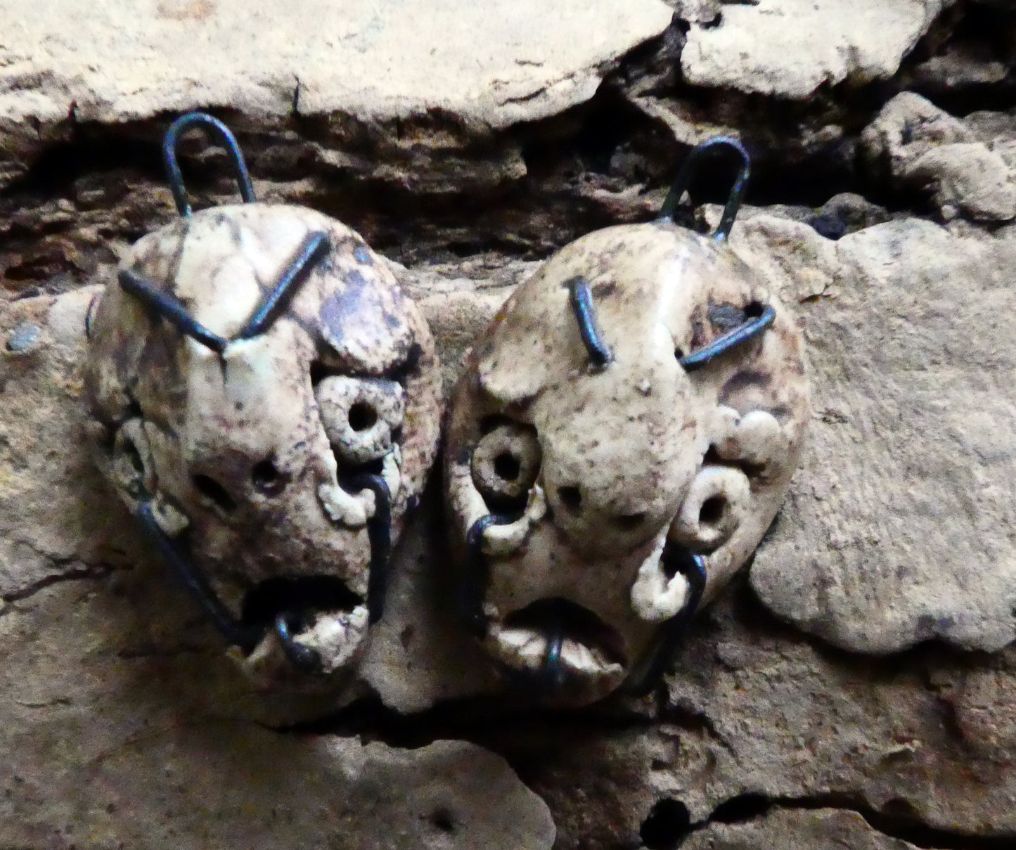 Ceramic Voodoo Stapled Head Charms #3