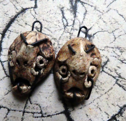 Ceramic Voodoo Stapled Head Charms #3