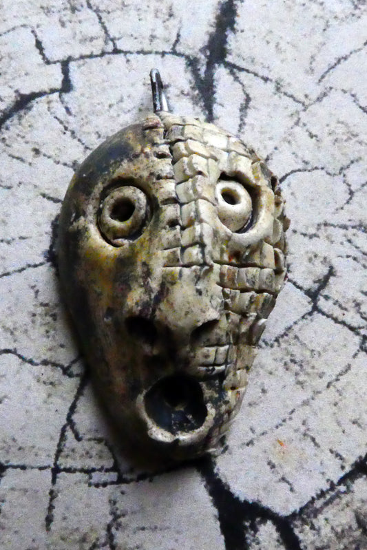 Ceramic Voodoo Stapled Head Pendant #8