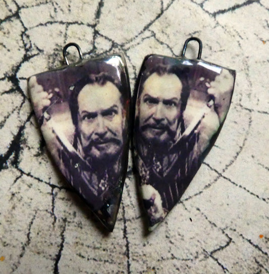 Ceramic Spooky Decal Spear Earring Charms -Vincent Price #4