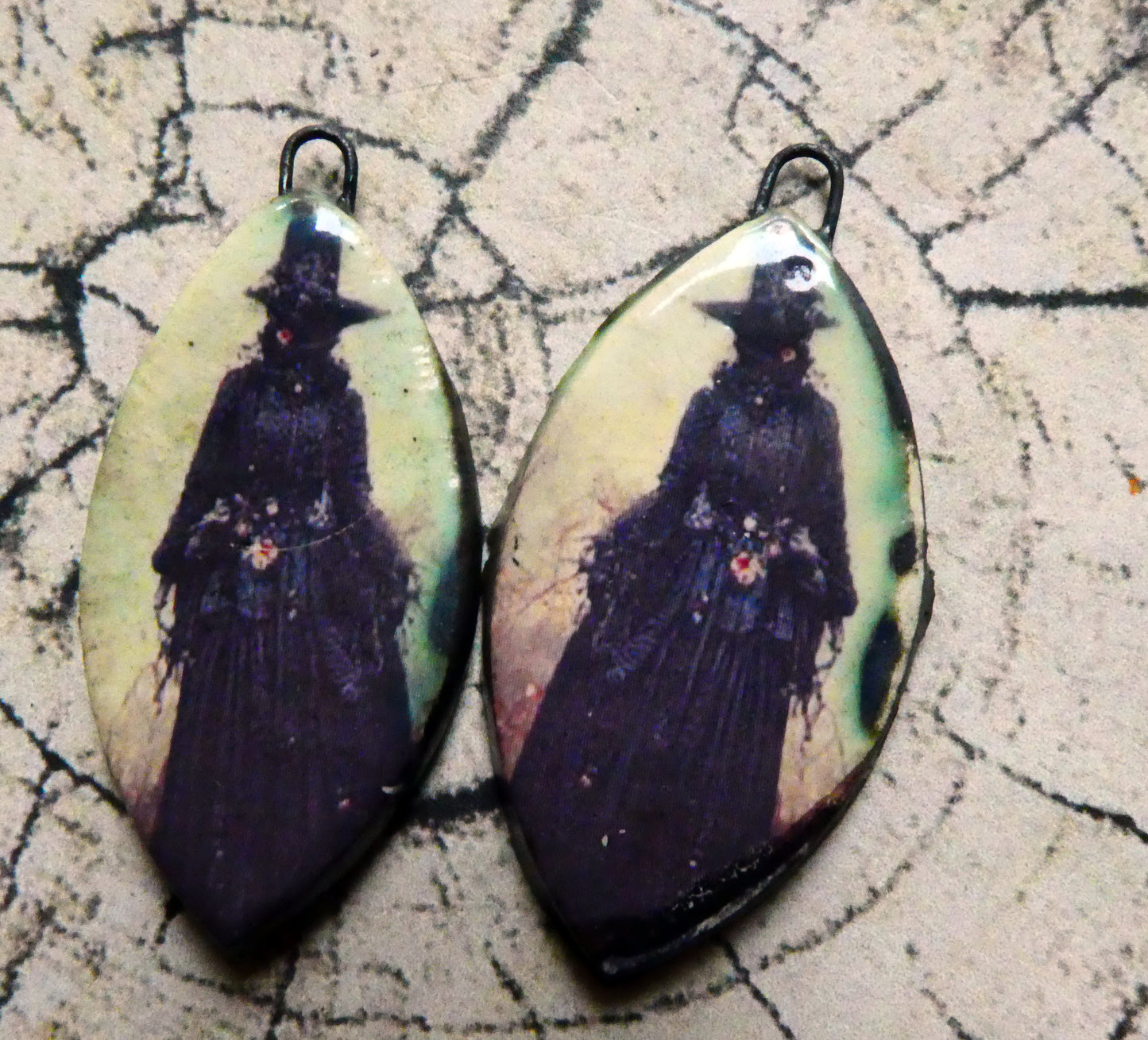 Ceramic Witch Decal Earring Charms - #2