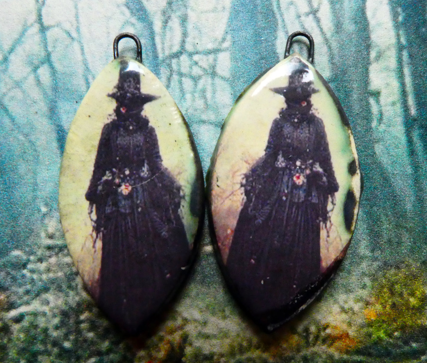 Ceramic Witch Decal Earring Charms - #2