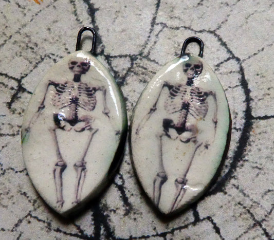 Ceramic Decal Skeleton Earring Charms