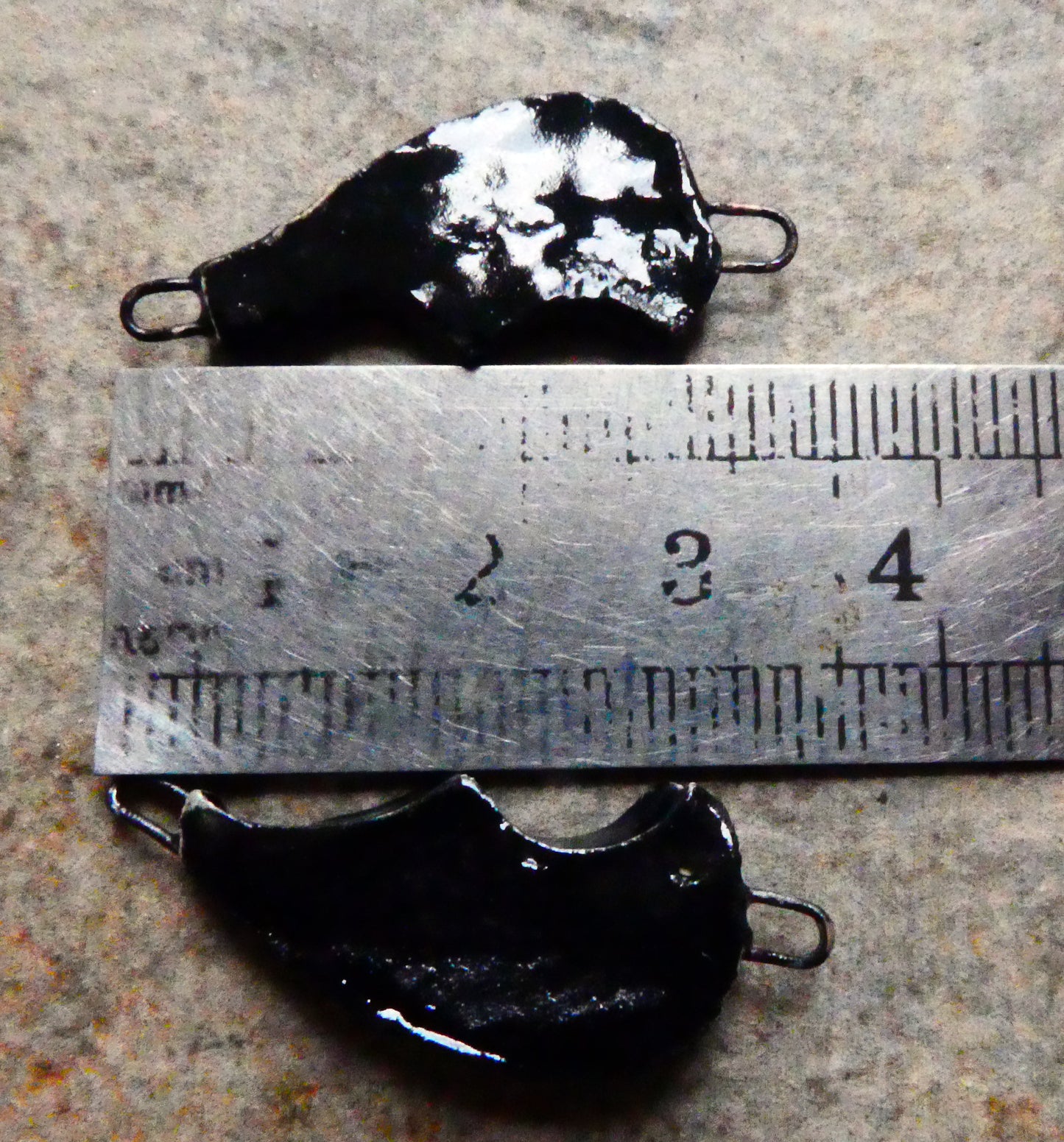 Ceramic Bat Wing Earring Connectors -Gloss Black