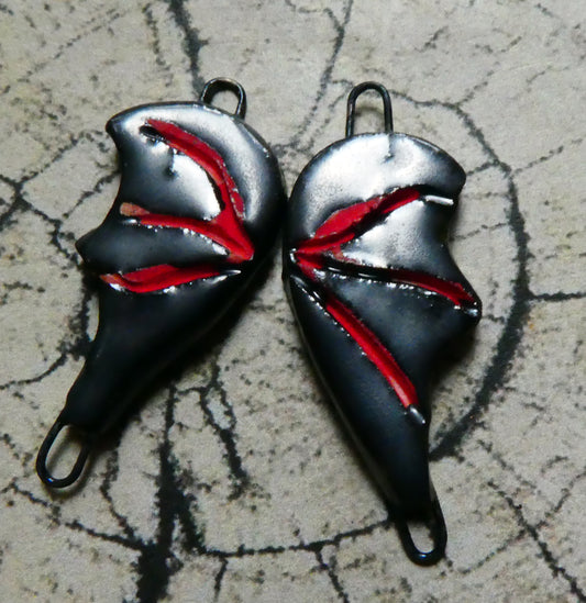 Ceramic Bat Wing Earring Connectors -Pewter