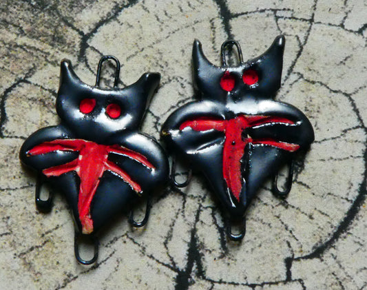 Ceramic Bat Earring Connectors - Pewter