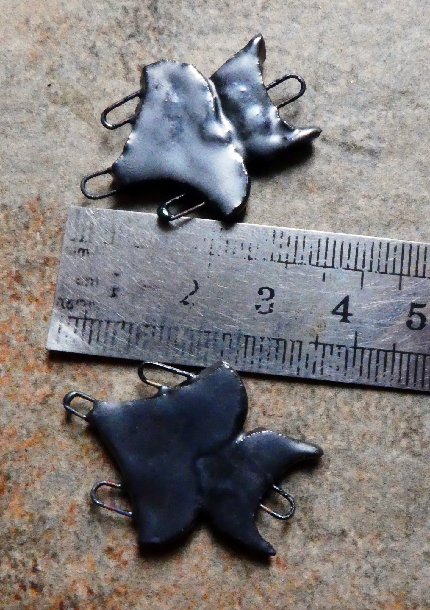 Ceramic Bat Earring Connectors - Pewter
