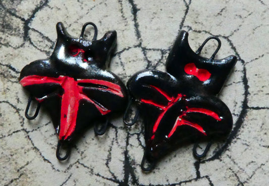 Ceramic Bat Earring Connectors - Gloria