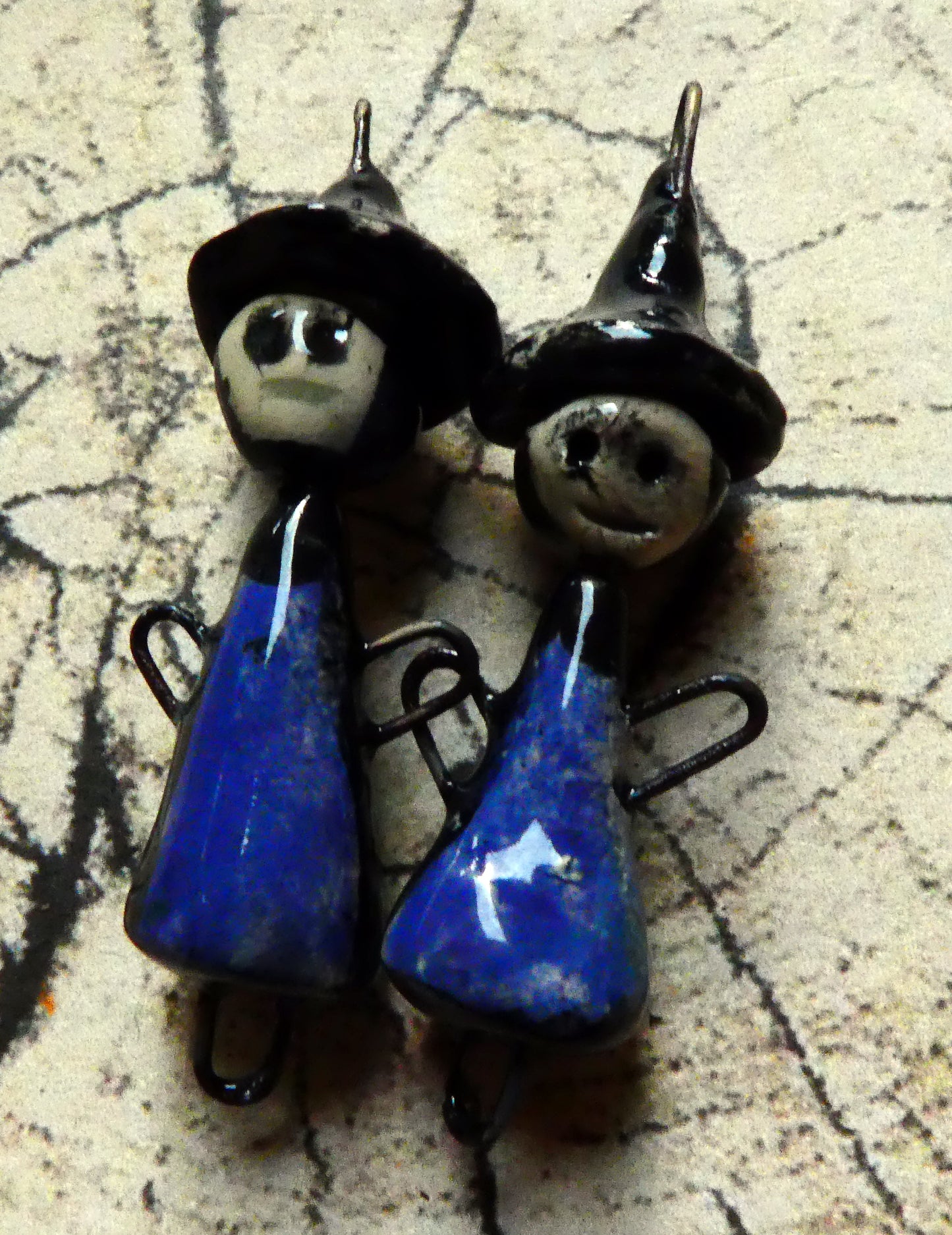 Ceramic Witches Earring Connectors - Pueblo Purple