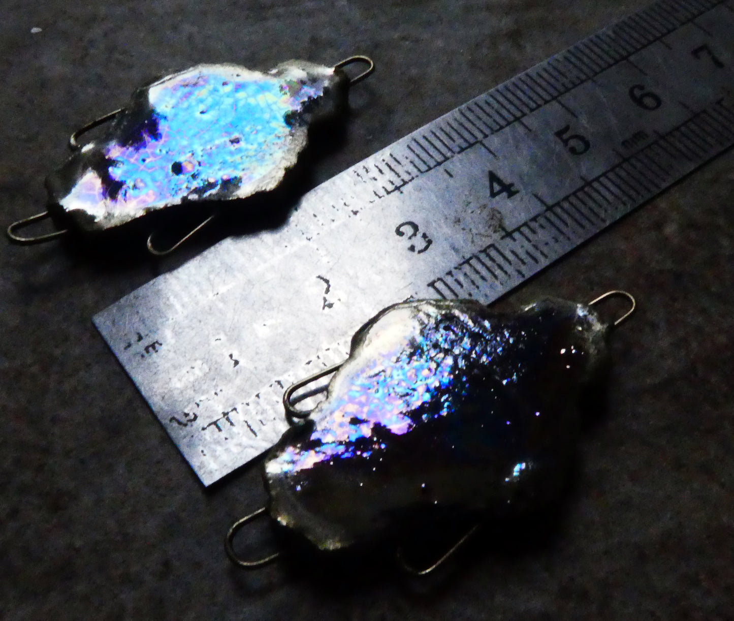 Black Filligree Earring Connectors -Mother of Pearl Lustre