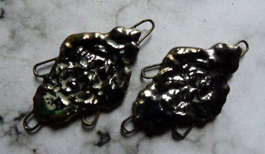 Ceramic Filligree Earring Connectors -Black Lustre