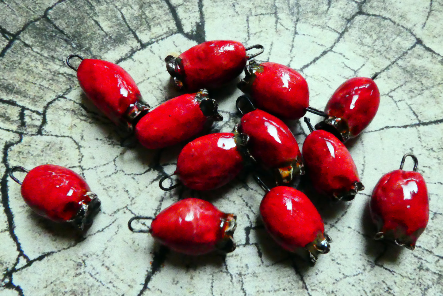 Ceramic Rosehip Earring Charms