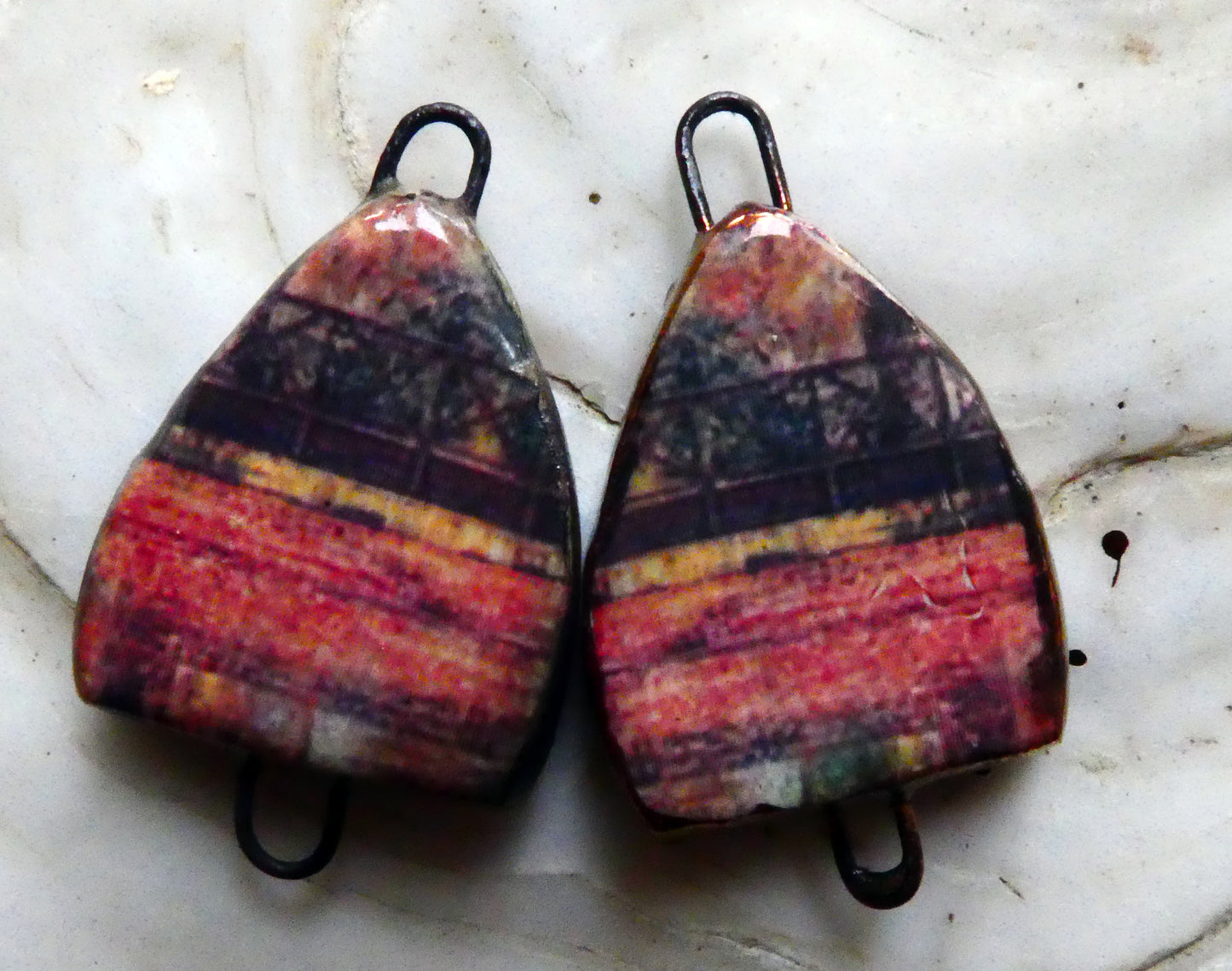 Ceramic Autumn Scenes Earring Connectors #2