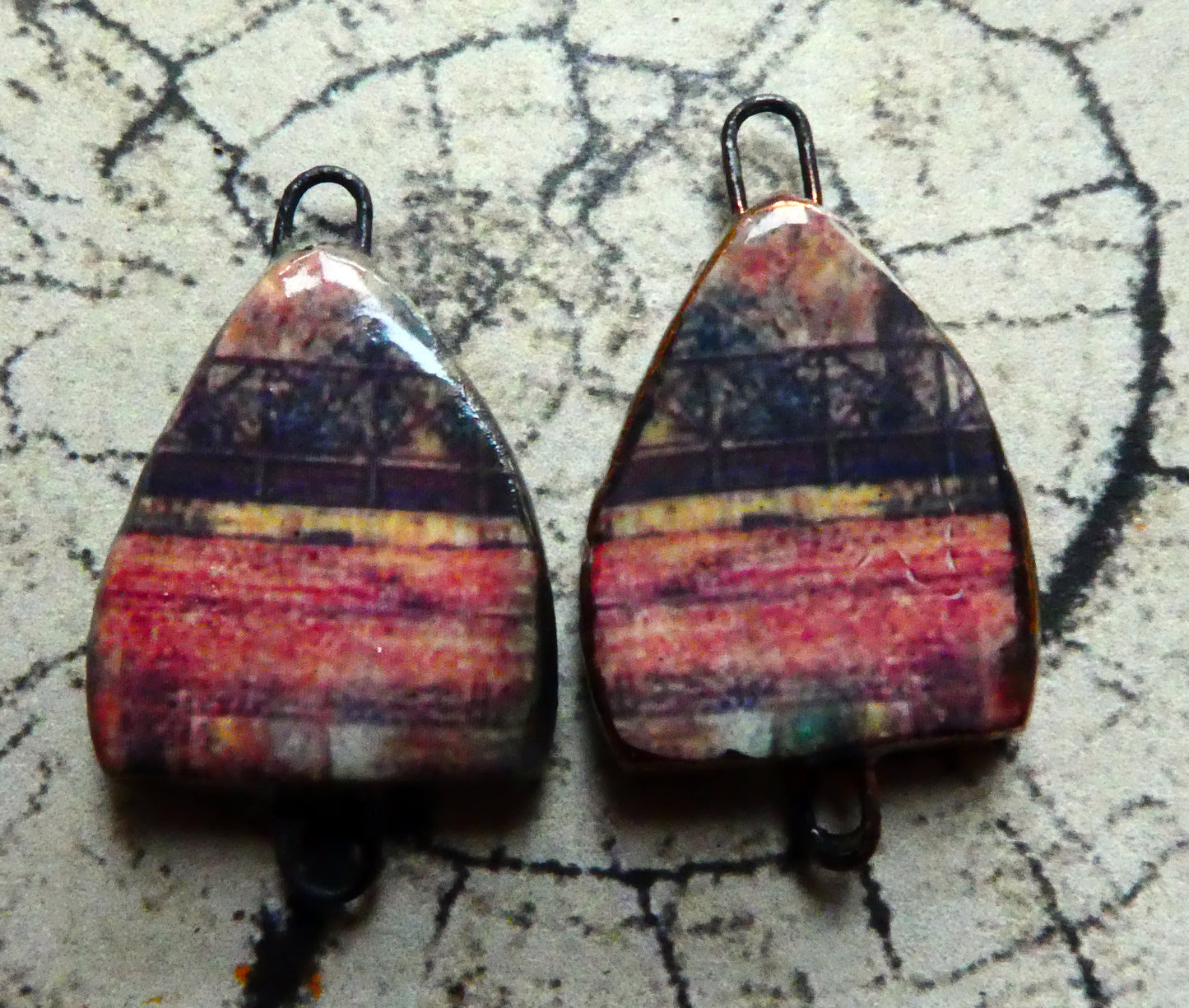 Ceramic Autumn Scenes Earring Connectors #2