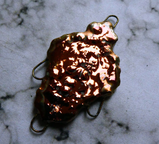 Ceramic Filligree Necklace Connector -Copper Lustre