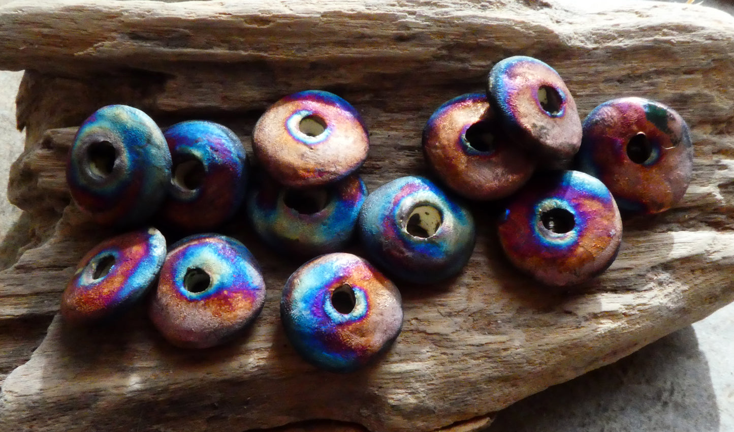 Ceramic Discs Earring Charms - Scorched