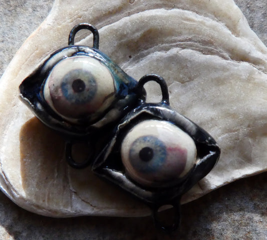 Ceramic Decal Eyes Earring Connectors #6