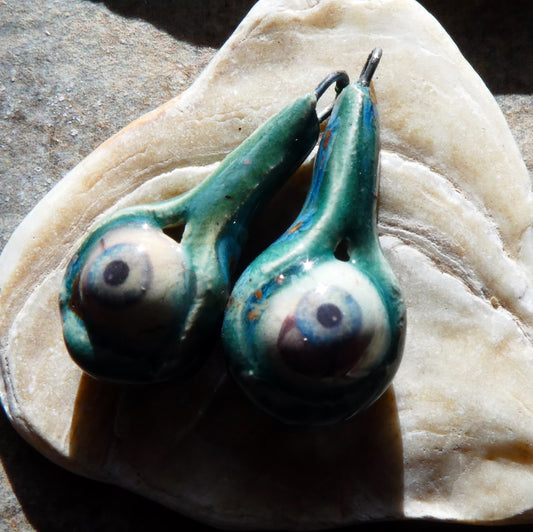 Ceramic Decal Eyes Earring Dangles #3