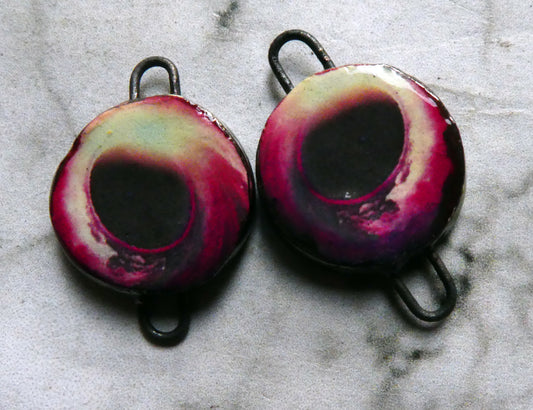 Ceramic Small Black Hole Decal Earring Connectors #5