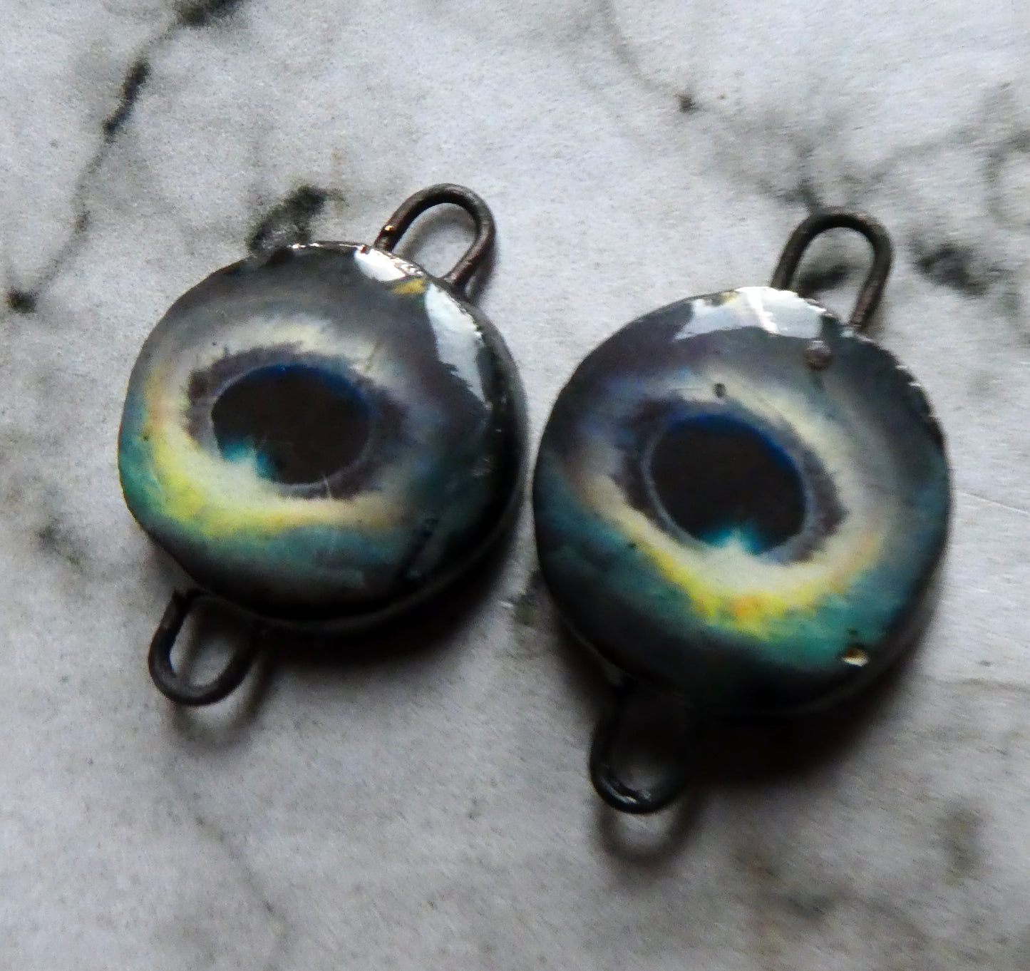 Ceramic Small Black Hole Decal Earring Connectors #6