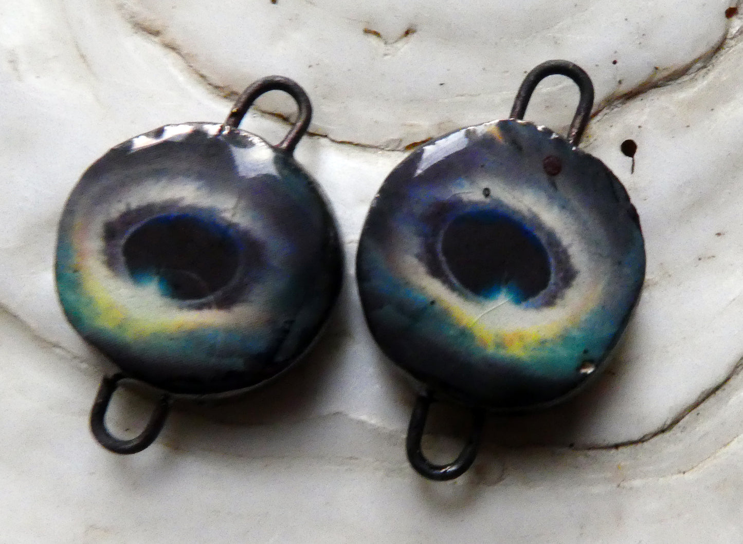 Ceramic Small Black Hole Decal Earring Connectors #6