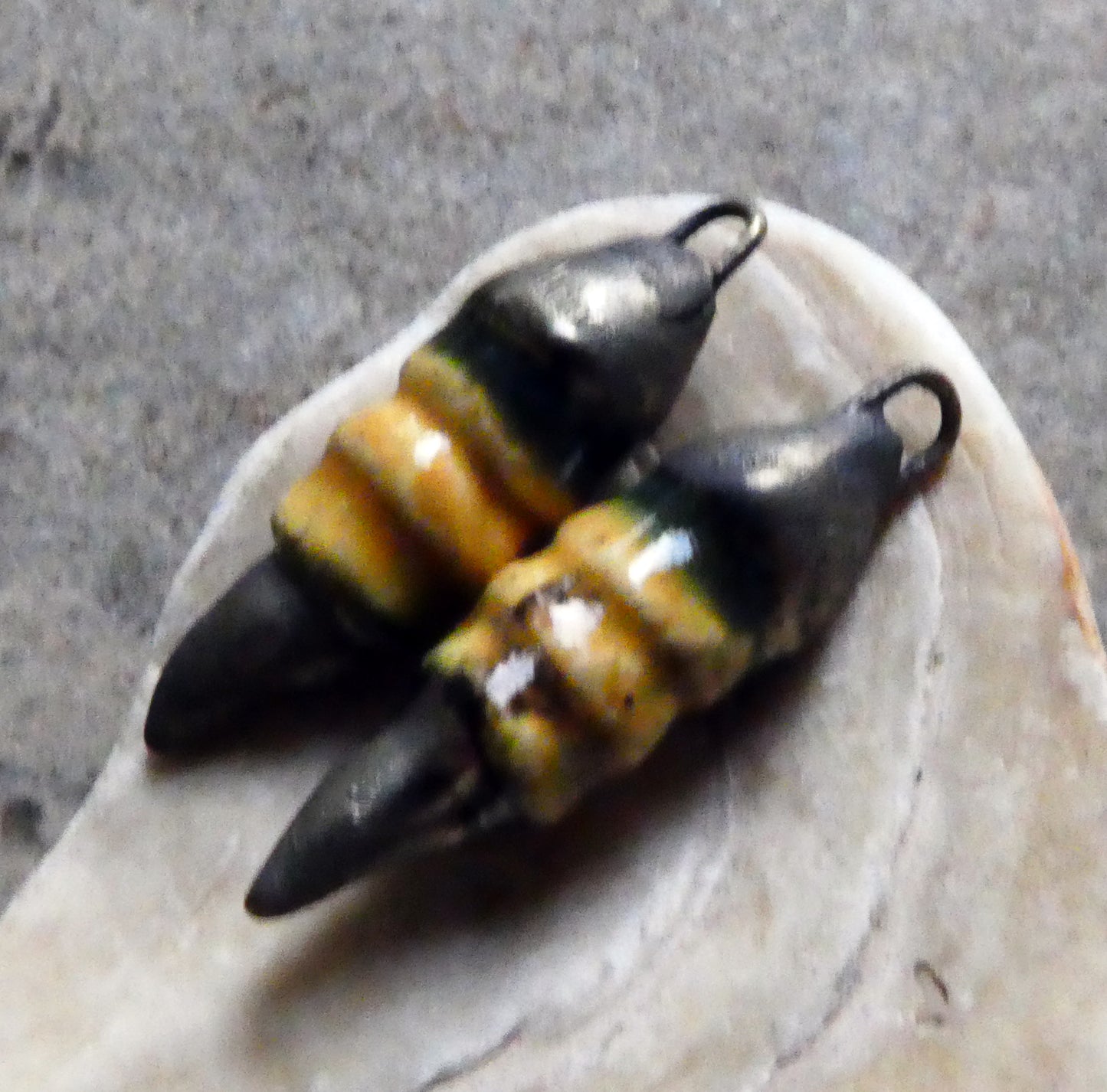 Ceramic Stacked Cup Earring Charms - Spotted Walnut