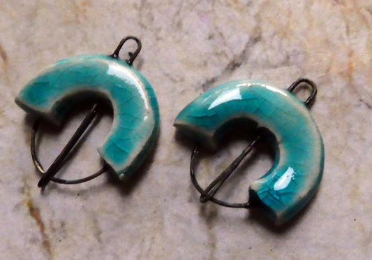 Ceramic Semi Circle Earring Connectors - Topaz