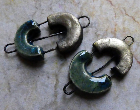 Ceramic Split Semi Circle Earring Connectors - Bora Bora