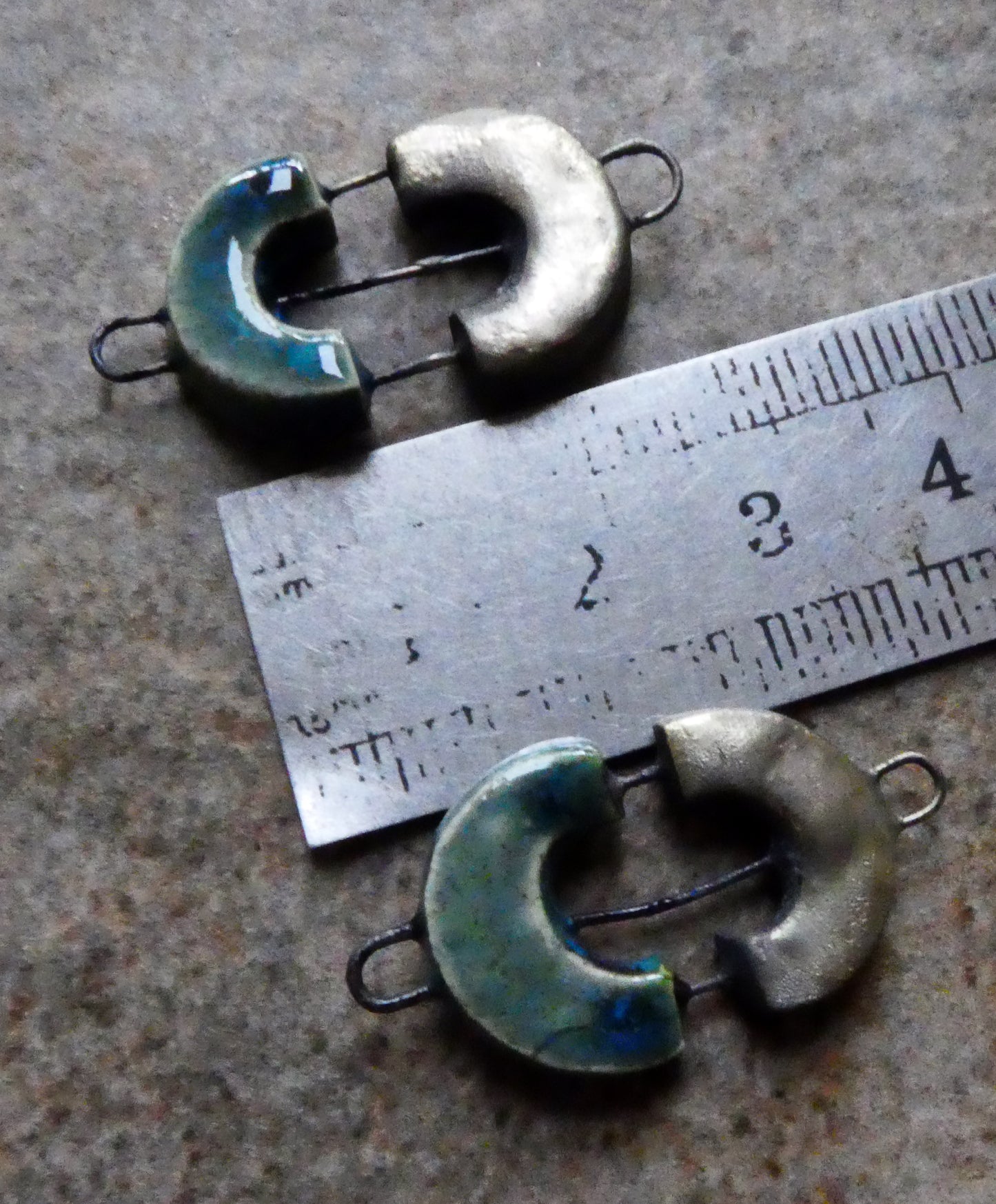 Ceramic Split Semi Circle Earring Connectors - Bora Bora