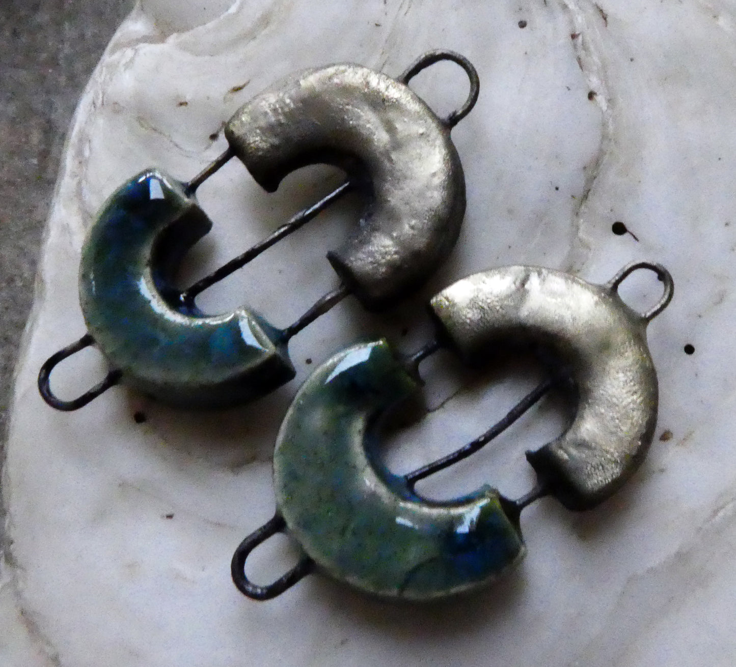 Ceramic Split Semi Circle Earring Connectors - Bora Bora