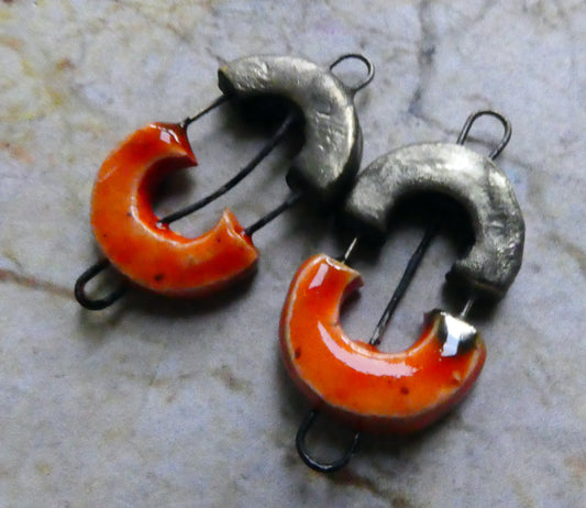 Ceramic Split Semi Circle Earring Connectors - Wildfire