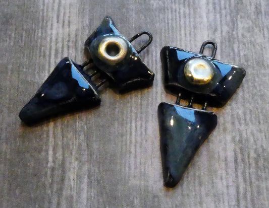 Ceramic Split Dagger Earring Charms - Obsidian