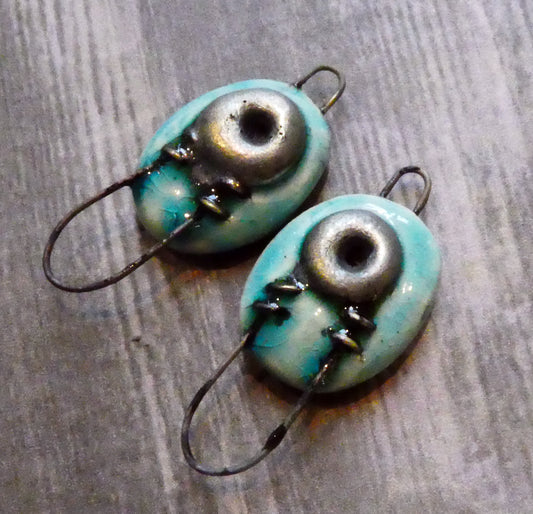 Ceramic Hoopy Rivet Earring Connectors - Topaz