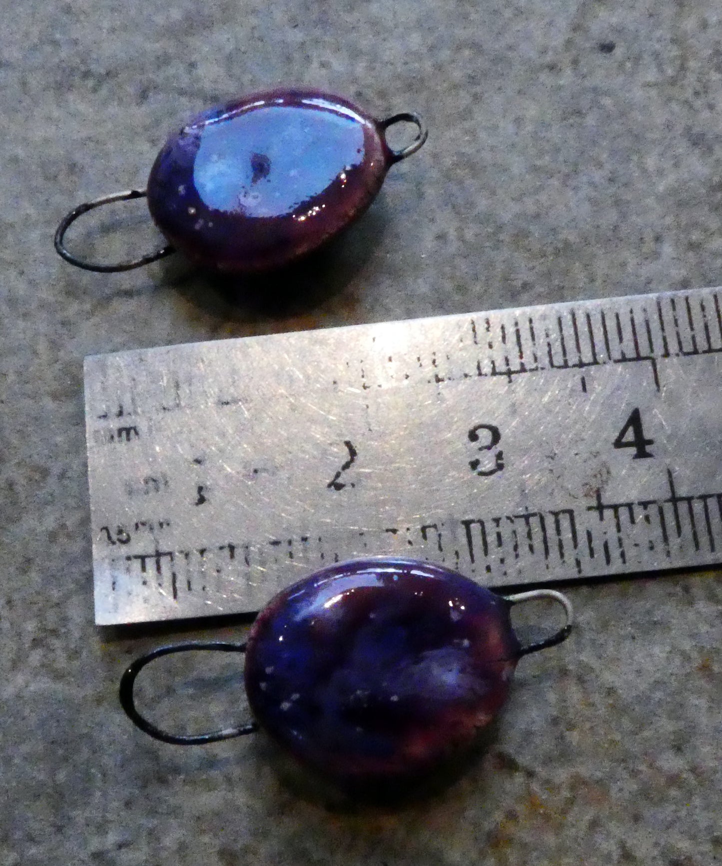 Ceramic Hoopy Rivet Earring Connectors -Plum Jelly