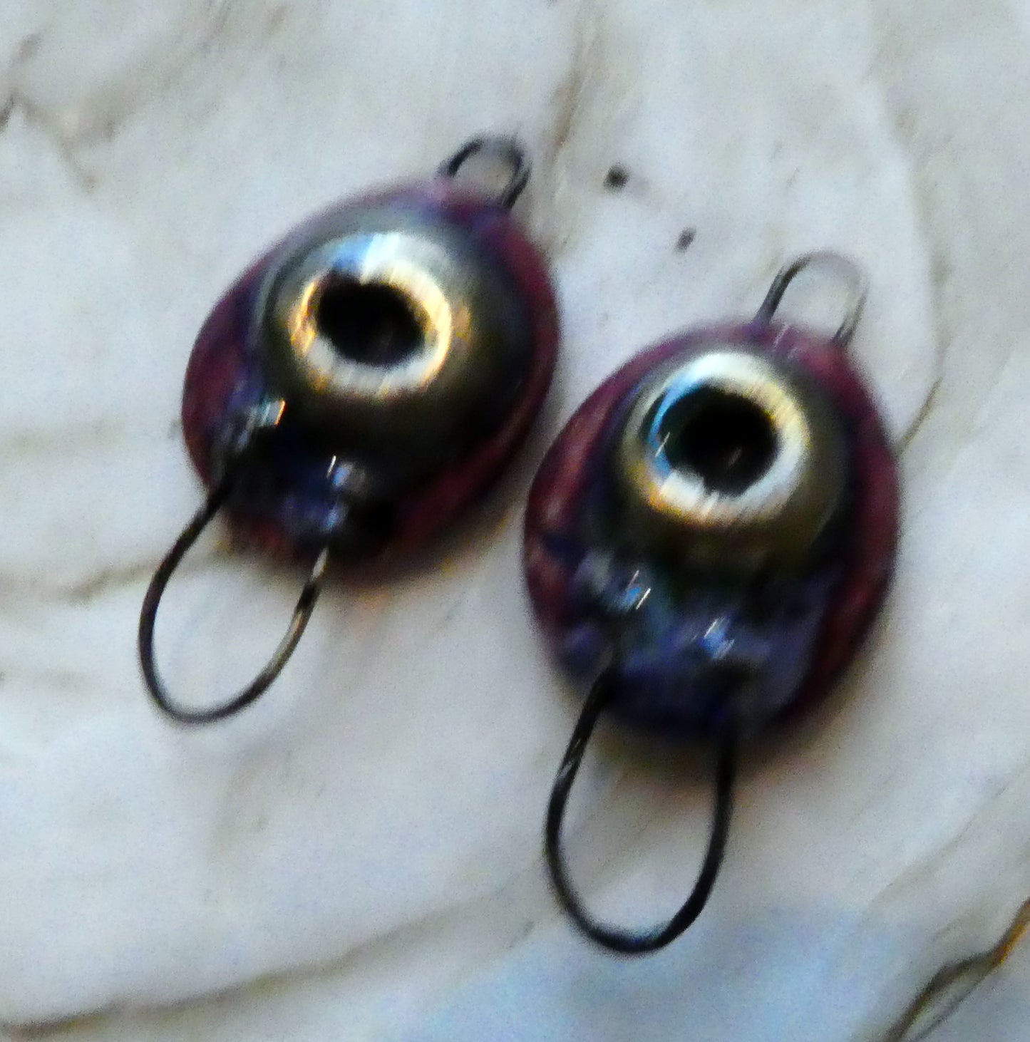 Ceramic Hoopy Rivet Earring Connectors -Plum Jelly