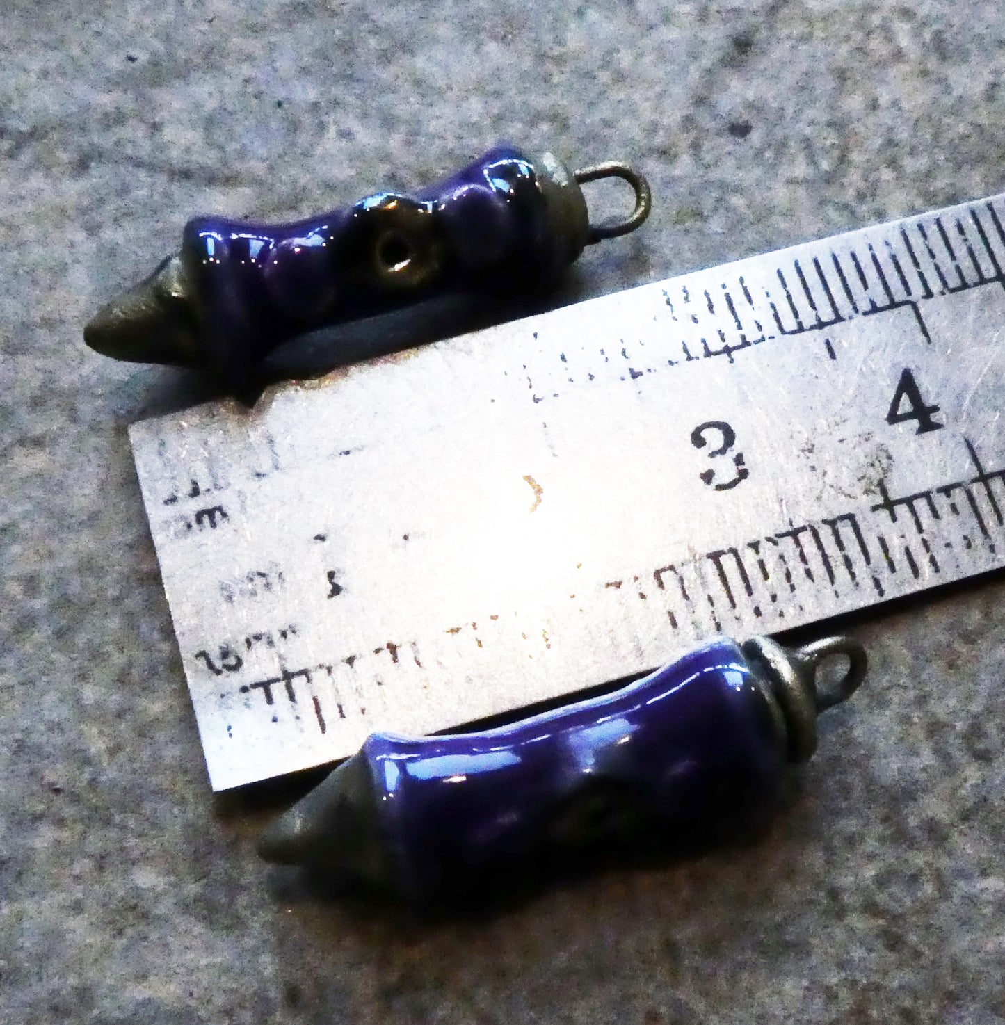 Ceramic Pointy Barrel Earring Charms -Dark Purple