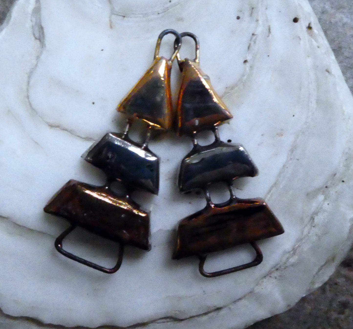Ceramic Mixed Lustre Christmas Tree Earring Connectors