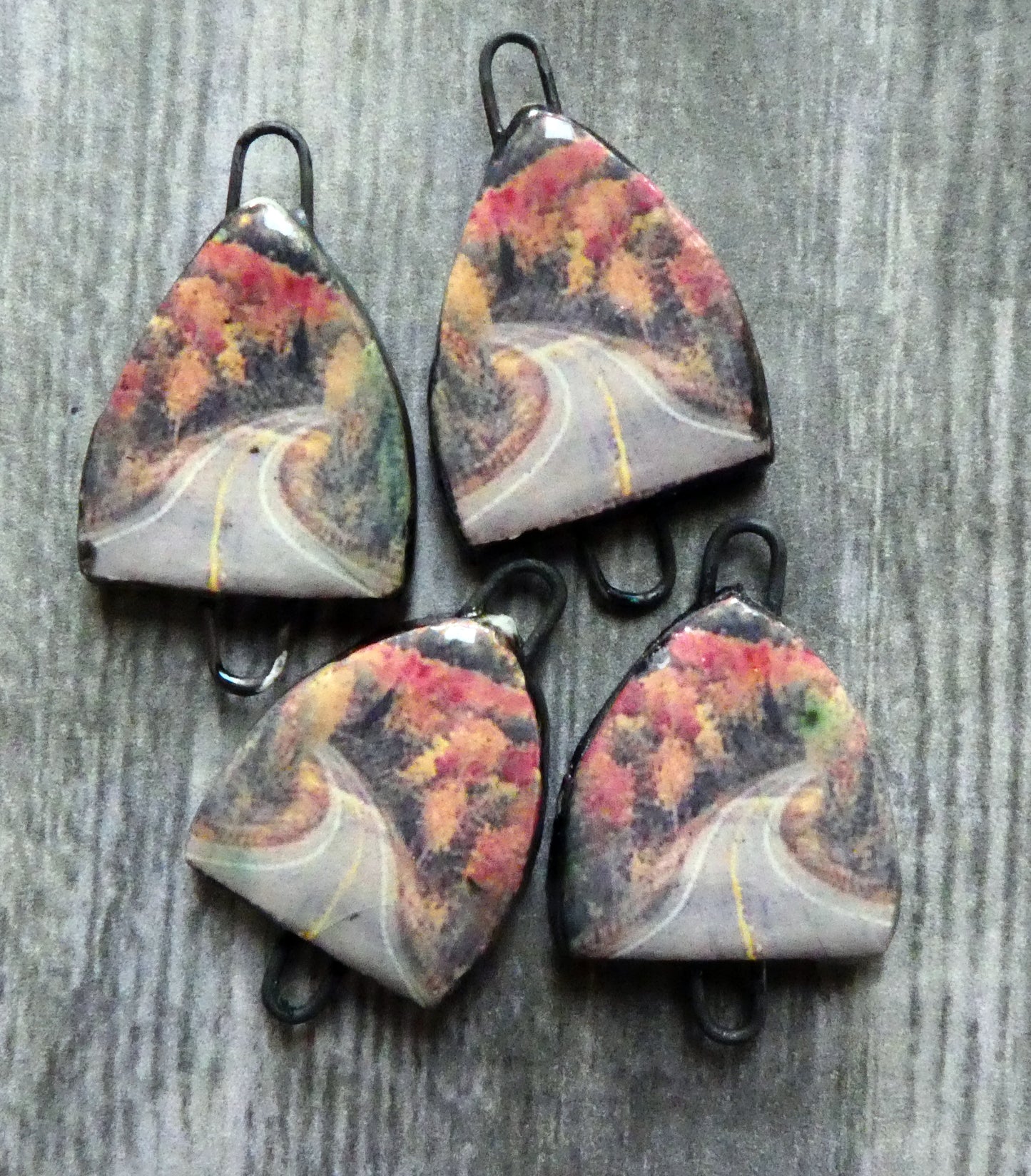 Ceramic Autumn Scenes Earring Connectors #11