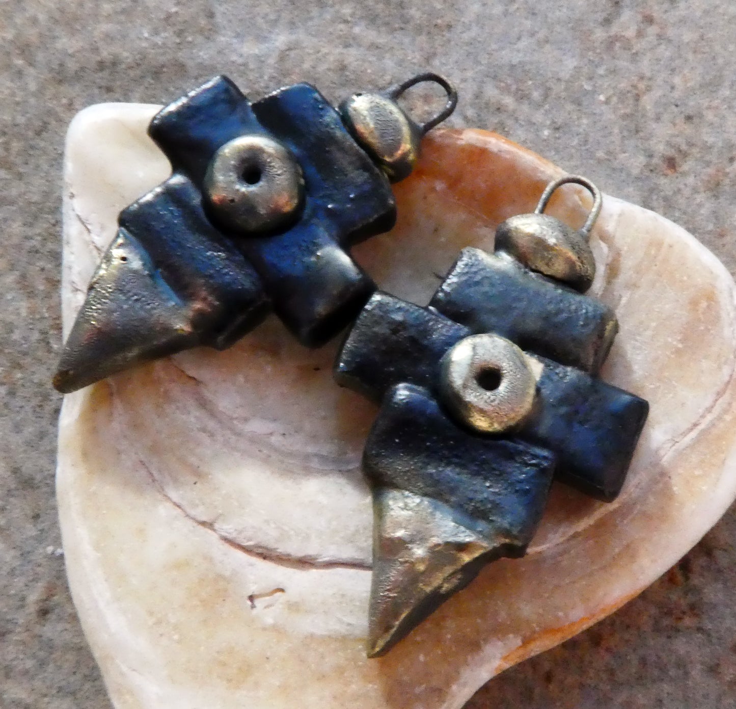 Ceramic Viking Stick and Rivet Earring Charms