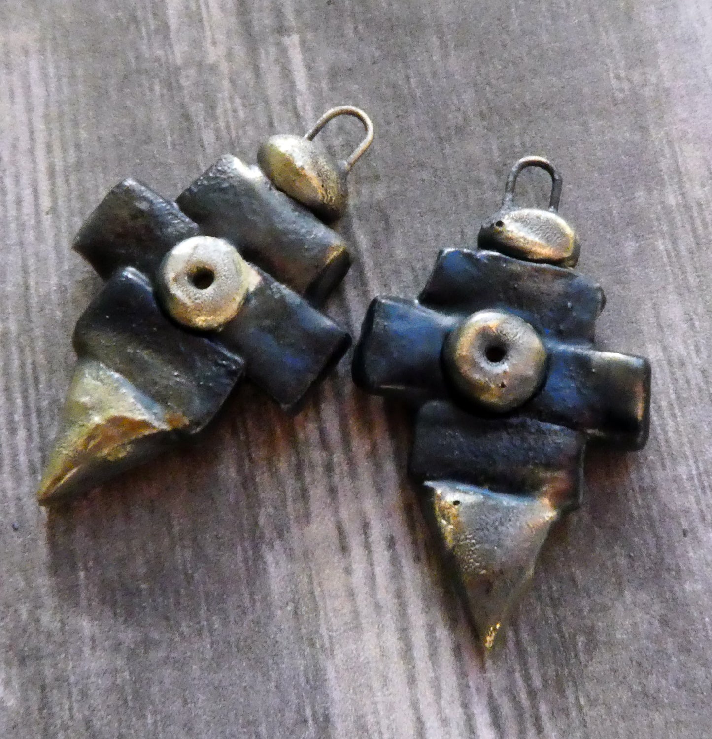 Ceramic Viking Stick and Rivet Earring Charms