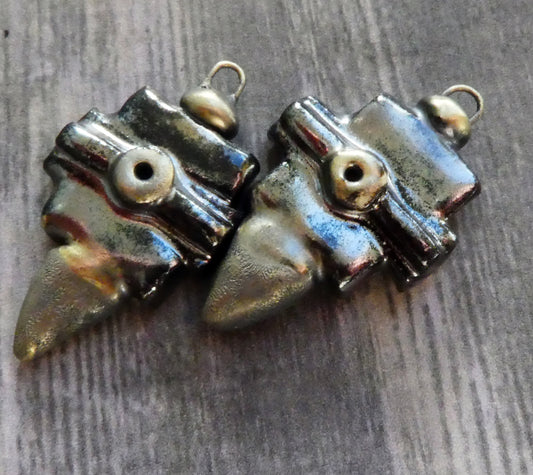 Ceramic Viking Stick and Rivet Earring Charms - Gloria