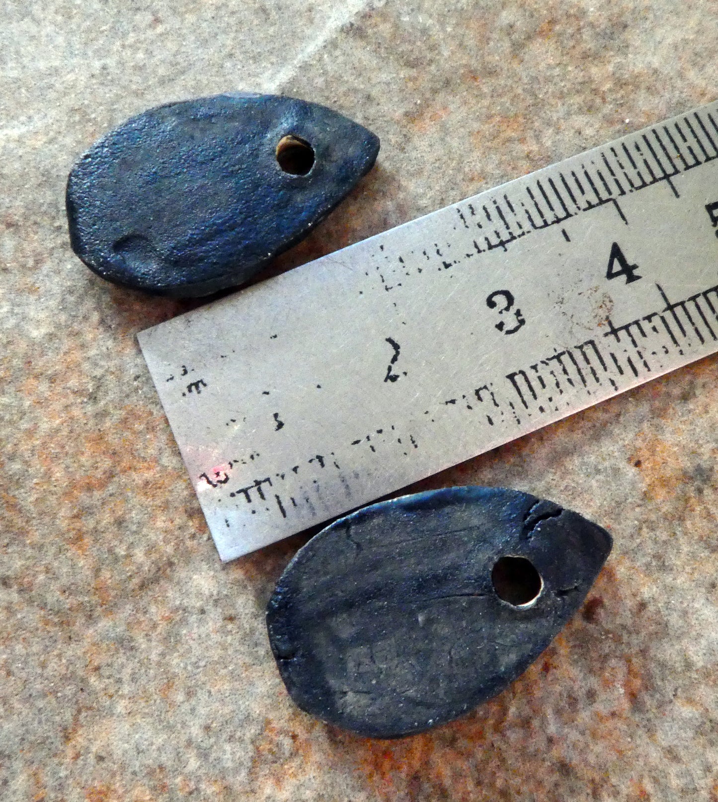 Ceramic Textured Scorched Slice Earring Charms - Matte Black