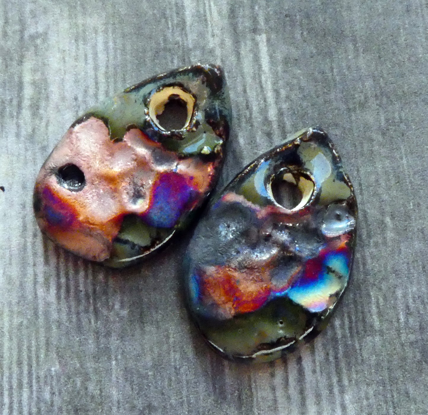 Ceramic Textured Scorched Slice Earring Charms - Night Sky